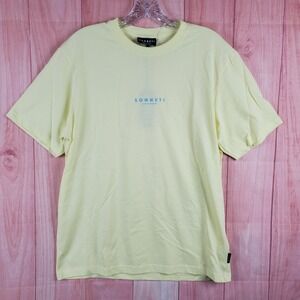 Sonneti London Shirt Mens Medium Yellow Cotton Logo Relaxed Fit Athletic